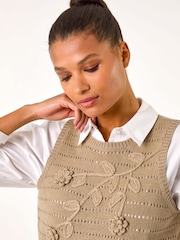 Roman Natural Floral Print Knit Top - Image 1 of 5
