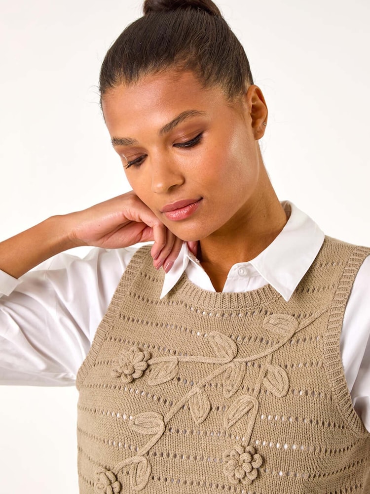 Roman Natural Floral Print Knit Top - Image 1 of 5