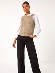Roman Natural Floral Print Knit Top - Image 2 of 5