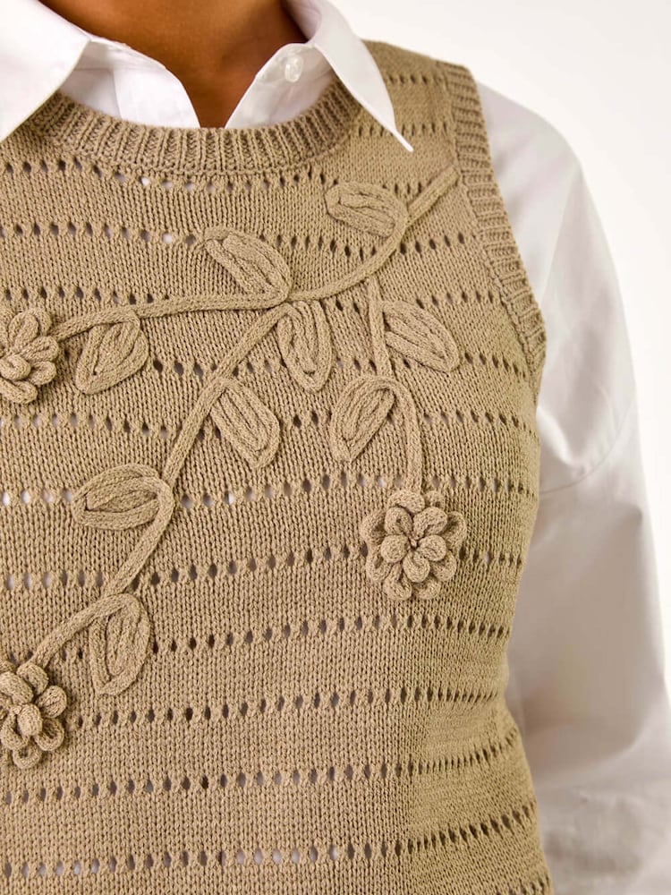 Roman Natural Floral Print Knit Top - Image 5 of 5