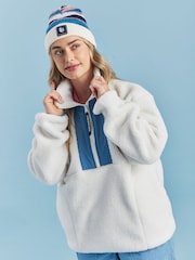 Harper & Lewis Cream Cream Iris Quarter Zip Sherpa Fleece - Image 1 of 9