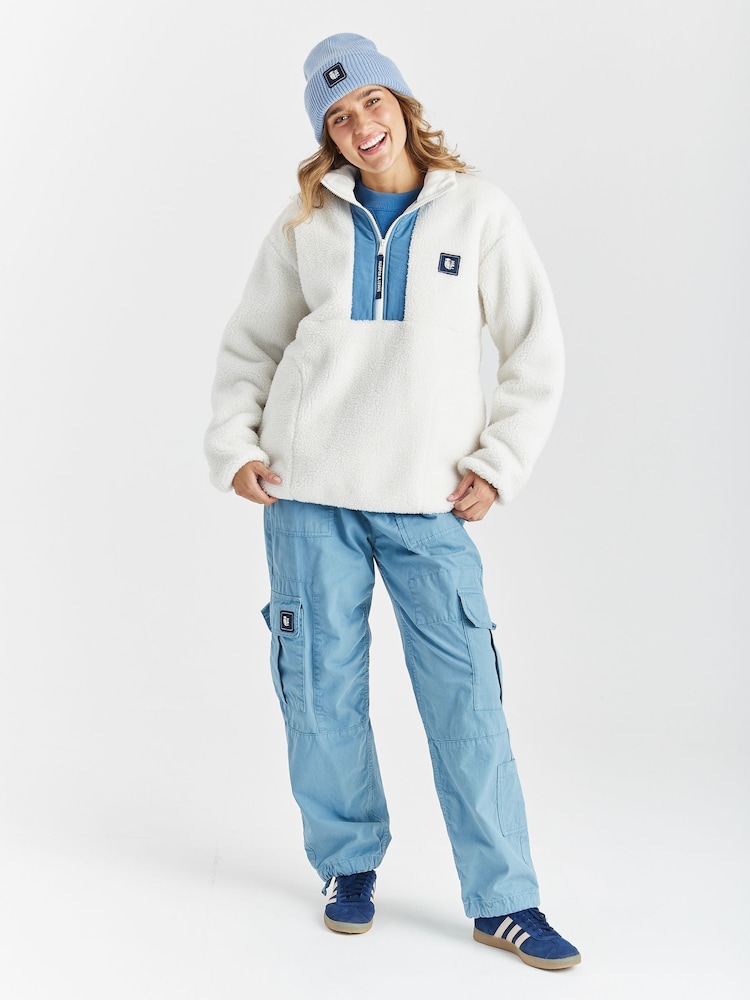 Harper & Lewis Cream Cream Iris Quarter Zip Sherpa Fleece - Image 6 of 9