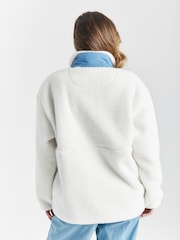 Harper & Lewis Cream Cream Iris Quarter Zip Sherpa Fleece - Image 9 of 9