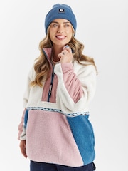 Harper & Lewis Cream Avalynn 1/4 Zip Sherpa Fleece - Image 4 of 7
