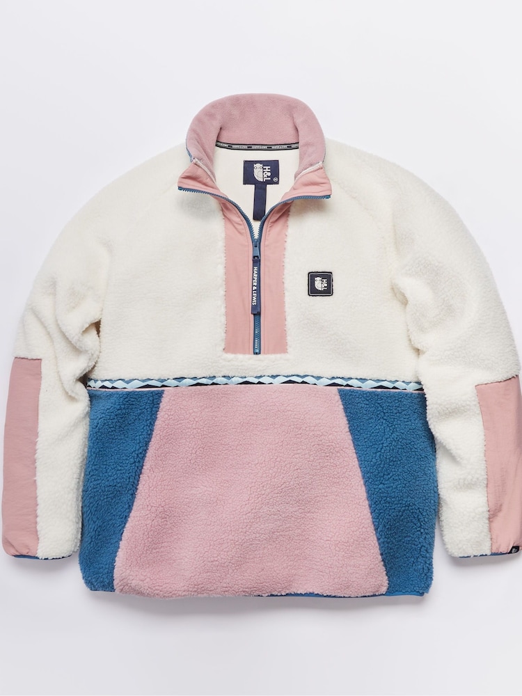 Harper & Lewis Cream Avalynn 1/4 Zip Sherpa Fleece - Image 7 of 7