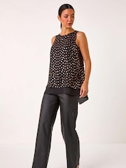 Roman Metallic Foil Spot Print Double Layer Top - Image 1 of 5