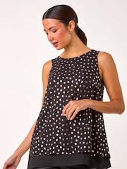 Roman Metallic Foil Spot Print Double Layer Top - Image 3 of 5