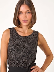 Roman Metallic Lace Bodice Knee Length Dress - Image 4 of 5