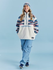 Harper & Lewis Cream Cream Leyna Retro Pattern Quarter Zip Sherpa Fleece - Image 3 of 10