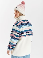 Harper & Lewis Cream Cream Leyna Retro Pattern Quarter Zip Sherpa Fleece - Image 7 of 10