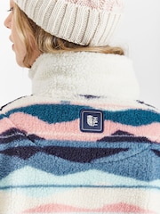 Harper & Lewis Cream Cream Leyna Retro Pattern Quarter Zip Sherpa Fleece - Image 8 of 10