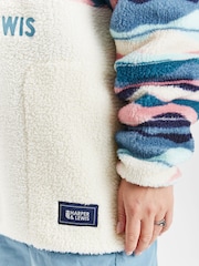Harper & Lewis Cream Cream Leyna Retro Pattern Quarter Zip Sherpa Fleece - Image 9 of 10
