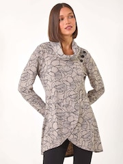 Roman Grey Floral Print Cowl Neck Top - Image 1 of 5