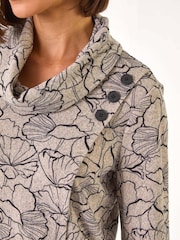 Roman Grey Floral Print Cowl Neck Top - Image 4 of 5