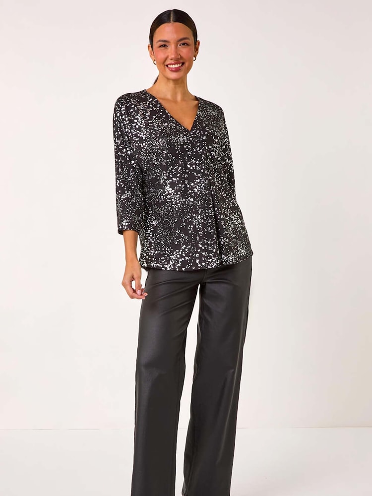 Roman Metallic Soft Touch V-Neck Top - Image 2 of 5