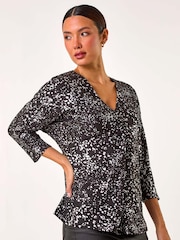 Roman Metallic Soft Touch V-Neck Top - Image 4 of 5