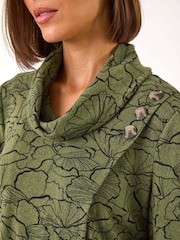 Roman Green Floral Print Cowl Neck Top - Image 5 of 5