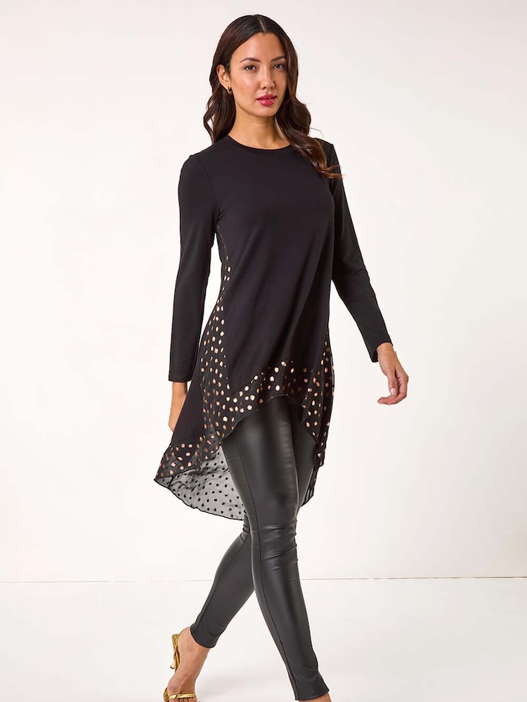 Roman Foil Spot Print Chiffon Hem Top - Imagen 2 de 5 Roman Foil Spot Print Chiffon Hem Top - Imagen 2 de 5