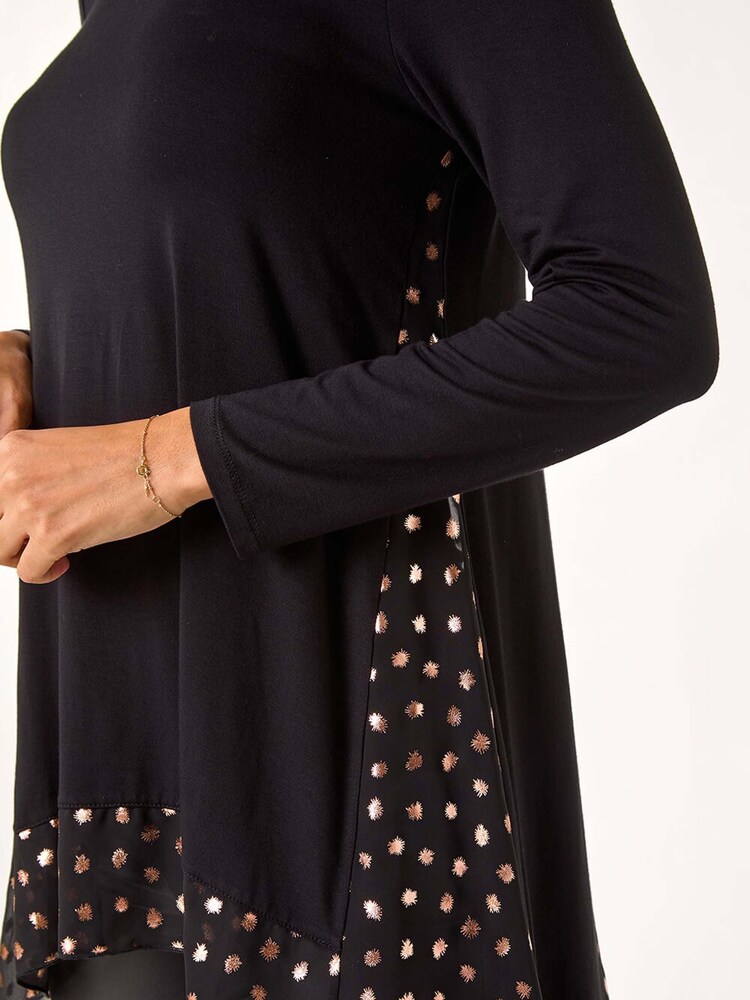 Roman Foil Spot Print Chiffon Hem Top - Imagen 5 de 5 Roman Foil Spot Print Chiffon Hem Top - Imagen 5 de 5