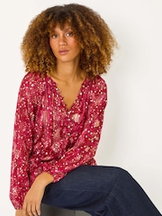 Roman Red Metallic Printed Foil Blouse - Image 1 of 5