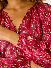 Roman Red Metallic Printed Foil Blouse - Image 5 of 5