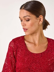 Roman Red Lace Short Sleeve T-Shirt - Image 4 of 5