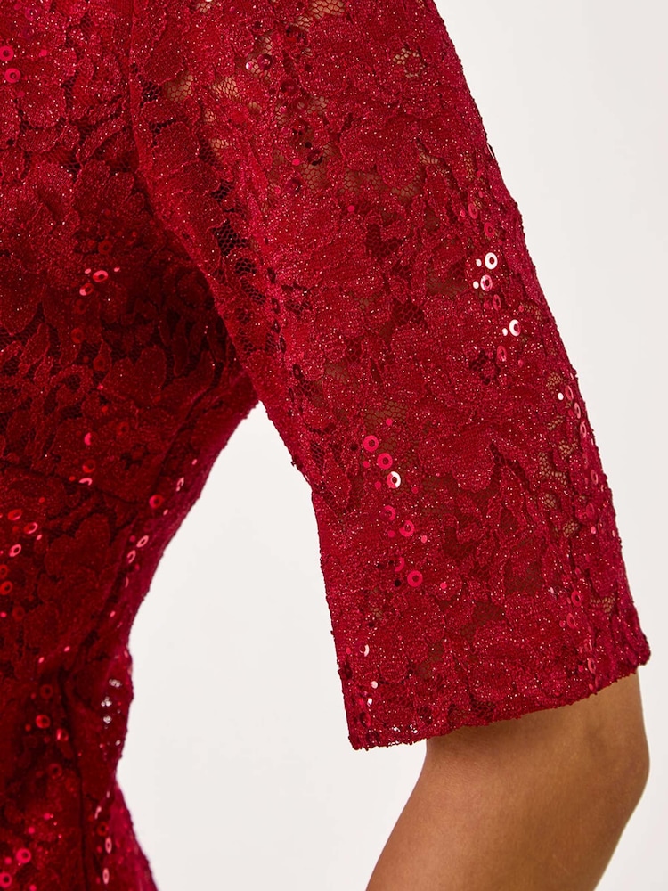 Roman Red Lace Short Sleeve T-Shirt - Image 5 of 5