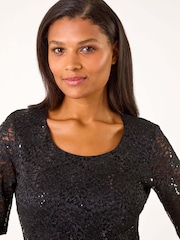 Roman Black Lace Short Sleeve T-Shirt - Image 4 of 5