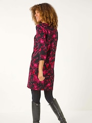 Roman Black Floral Print Shift Dress - Image 3 of 5