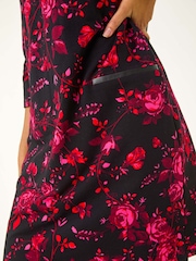 Roman Black Floral Print Shift Dress - Image 5 of 5