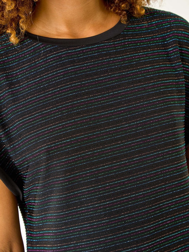 Roman Blue Metallic Stripe Stretch T-Shirt - Image 5 of 5