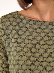 Roman Green Metallic Textured Knit Tunic Top - Image 5 of 5