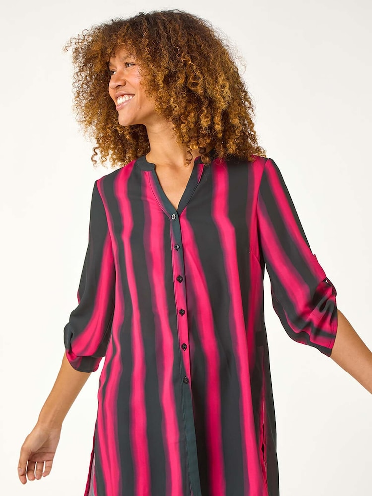 Roman Red Linear Print Longline Blouse - Image 1 of 5