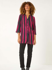 Roman Red Linear Print Longline Blouse - Image 2 of 5