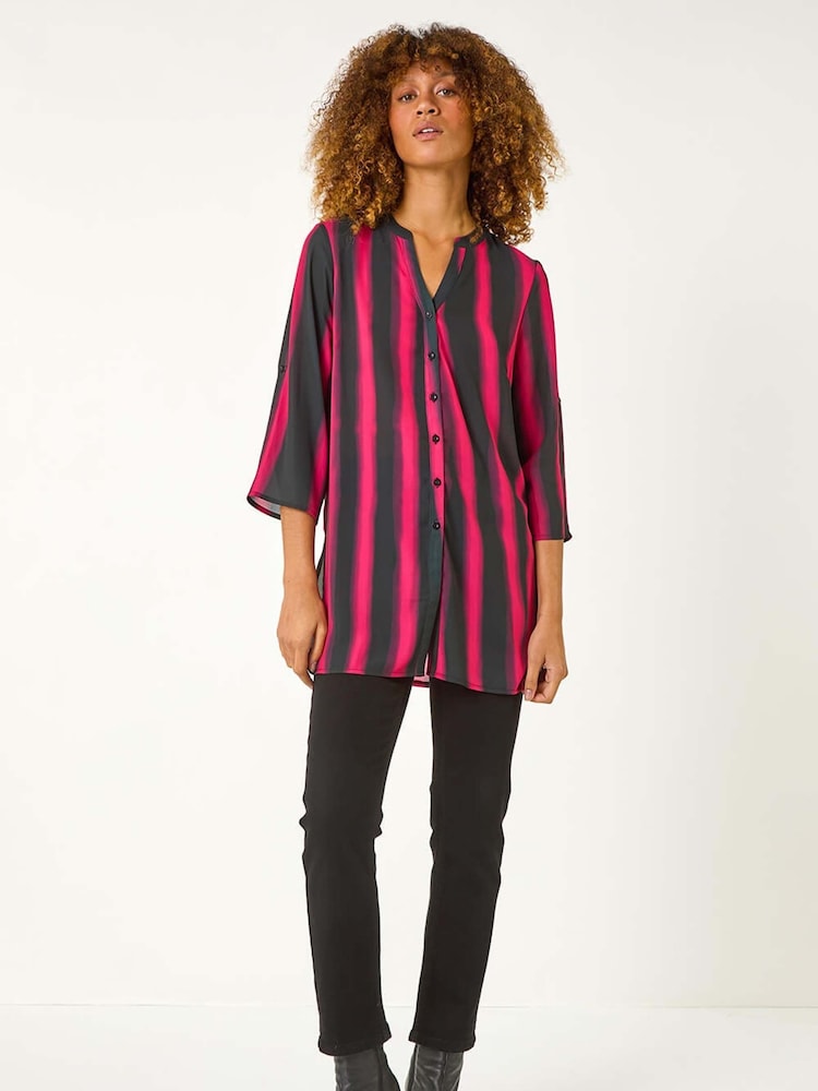 Roman Red Linear Print Longline Blouse - Image 2 of 5