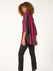 Roman Red Linear Print Longline Blouse - Image 3 of 5