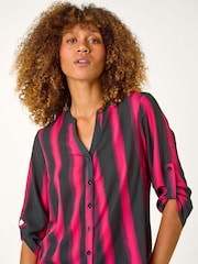 Roman Red Linear Print Longline Blouse - Image 4 of 5