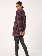 Roman Purple Loop Knit Button Cardigan - Image 3 of 5