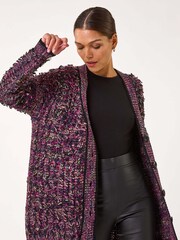 Roman Purple Loop Knit Button Cardigan - Image 4 of 5