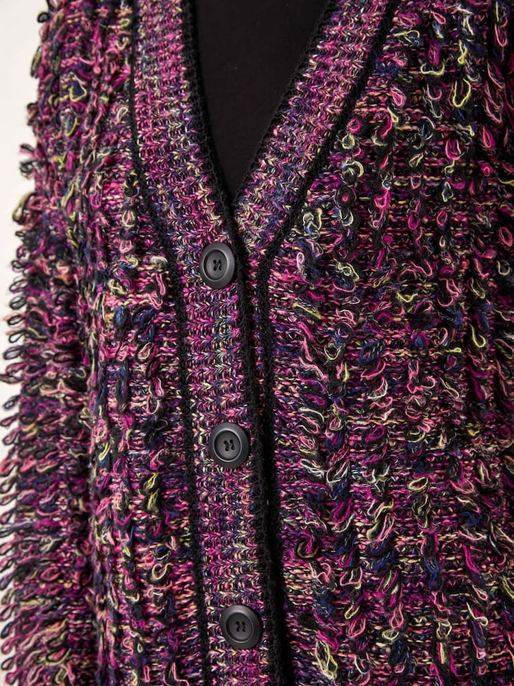 Roman Purple Loop Knit Button Cardigan - Image 5 of 5