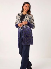 Roman Purple Fluffy Abstract Dipped Cardigan - Image 2 of 5