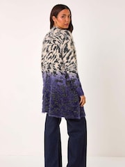 Roman Purple Fluffy Abstract Dipped Cardigan - Image 3 of 5