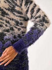 Roman Purple Fluffy Abstract Dipped Cardigan - Image 5 of 5