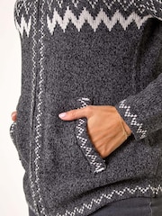 Roman Jacquard Zip Through Knit Cardigan - Image 4 of 5