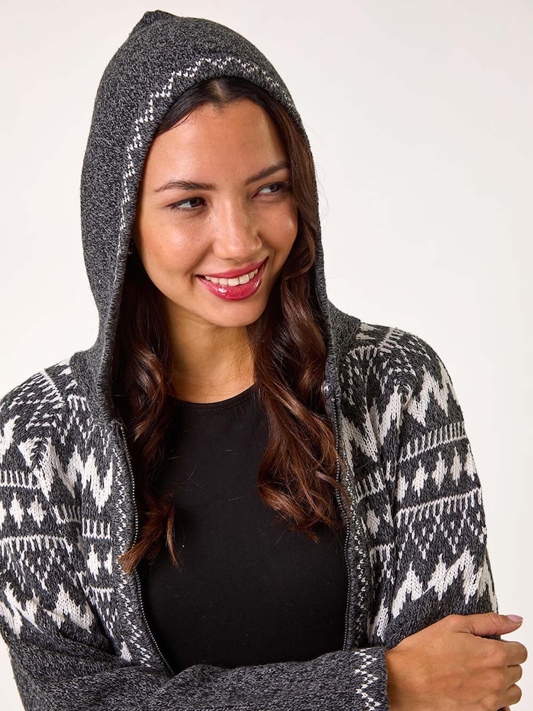 Roman Jacquard Zip Through Knit Cardigan - Image 5 of 5