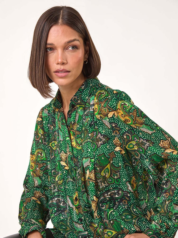 Roman Paisley Print Pleated Blouse - Image 1 of 5