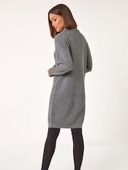 Roman Grey Knitted Zip Detail Dress - Image 3 of 5