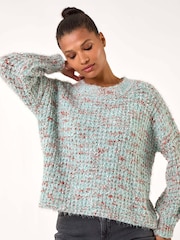 Roman Green Melange Texture Knit Jumper - Image 2 of 5