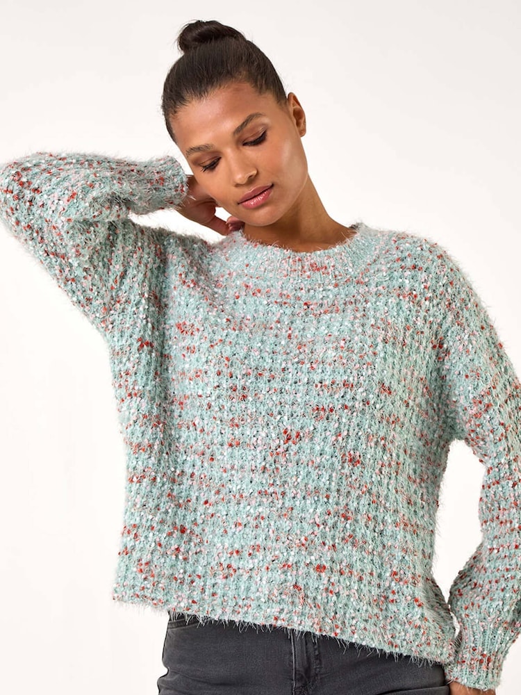 Roman Green Melange Texture Knit Jumper - Image 2 of 5