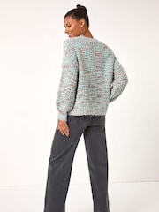 Roman Green Melange Texture Knit Jumper - Image 3 of 5